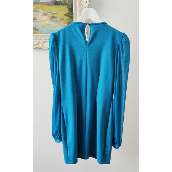 ATMOSPHERE blue beaded collar mini dress - Picture 3 of 5